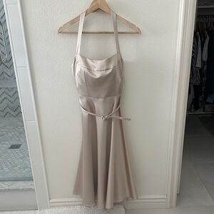 Laundry By Shelli Segal Beige Satin Midi Dress